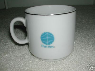A 1970s Pan Am mug in the Helvetica style.